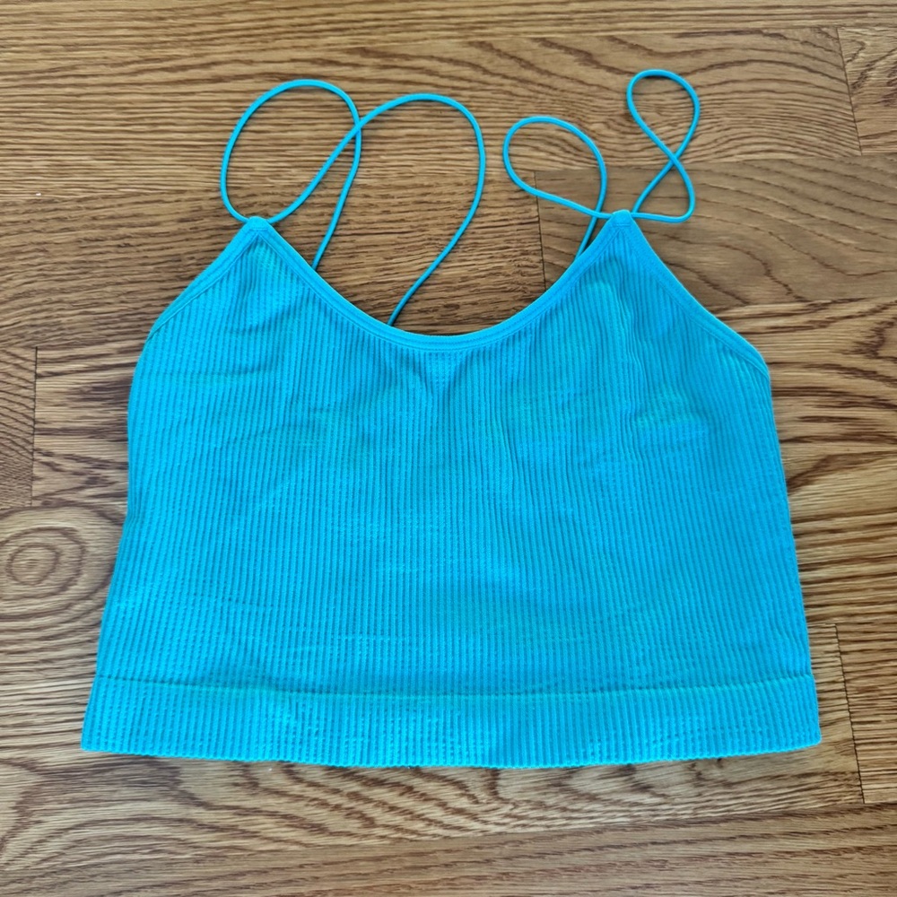 Vibrant Blue Ribbed Crop Top